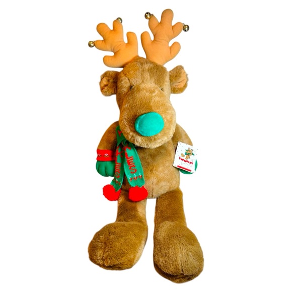 Vintage Twinkles Plush 32" Reindeer/Moose with Bells - NWT Christmas Green Nose - Picture 6 of 11